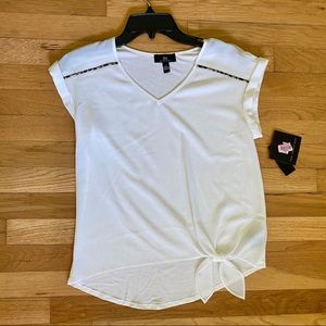 NWT I.N. San Francisco White Top w/ Cheetah Piping